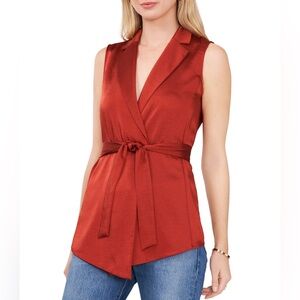 Vince Camuto Women's Solid Notched-Collar Belted Vest